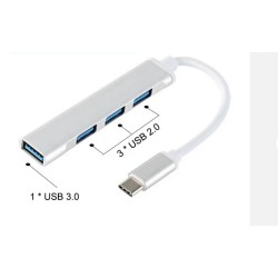 Hub USB-C 4 porte 1xUSB3.0 3xUSB2.0 Silver